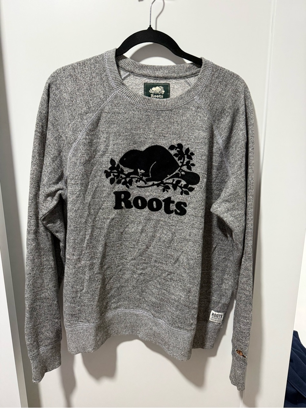 Roots Gray Crewneck Sweater with Black Logo